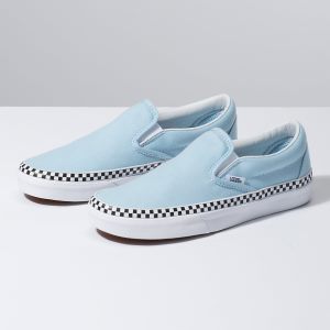 Vans Bayan Kaykay Ayakkabısı Check Foxing Slip-On Mavi/Beyaz Yeni Sezon | 55387-457